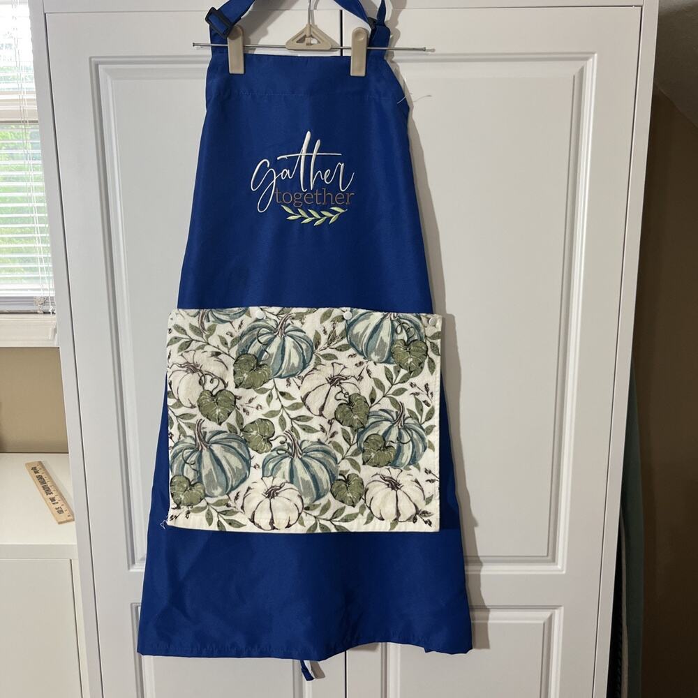 Custom Made Kitchen Apron With Embroidery & Removable Towel Washable Fall Gather